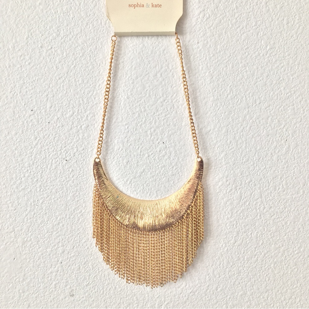 Sophia & Kate Gold Boho Tassel Statement Necklace